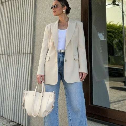 Borsa a spalla Asia- beige chiaro