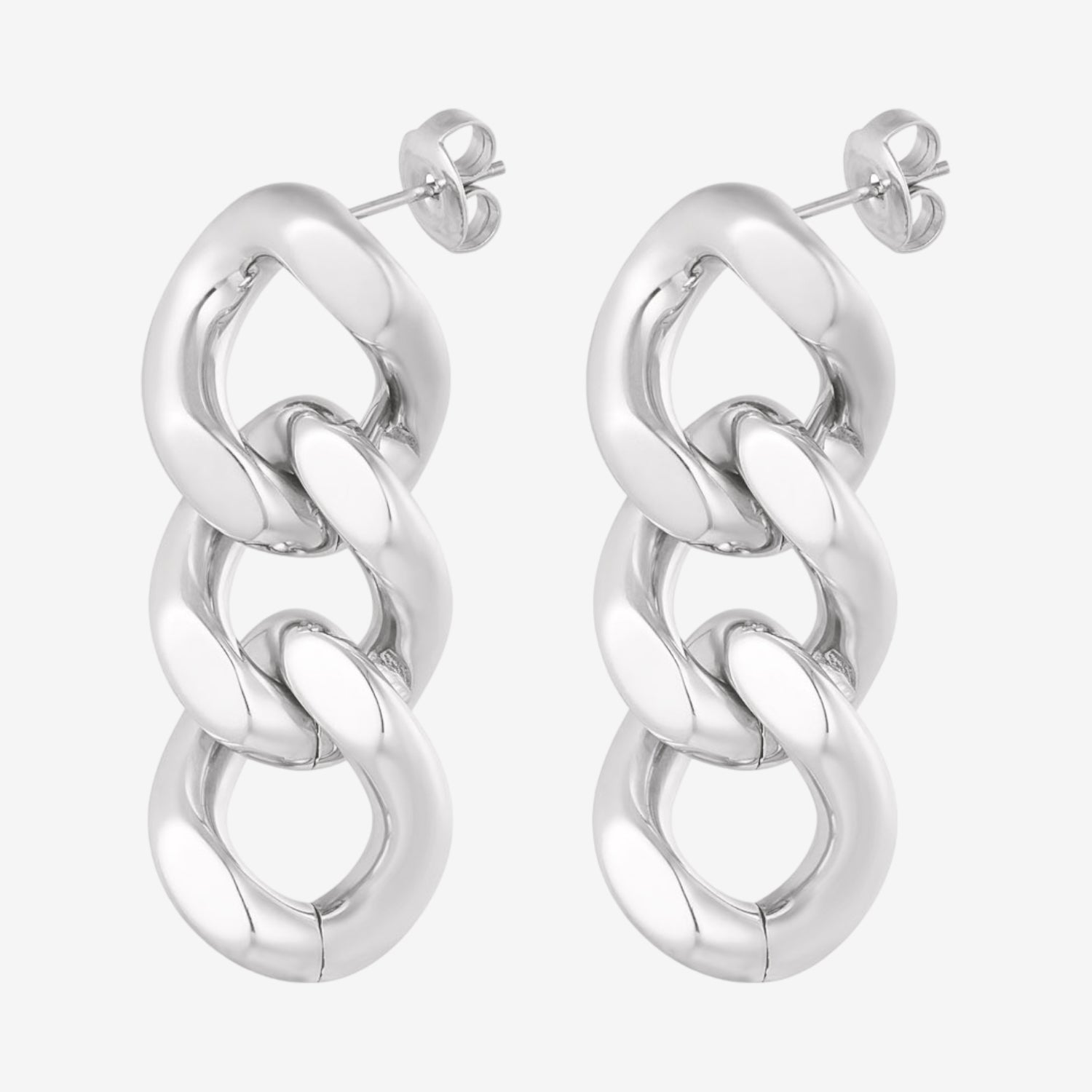 Orecchini a catena con maglia stretta silver - [Emily_Morel]