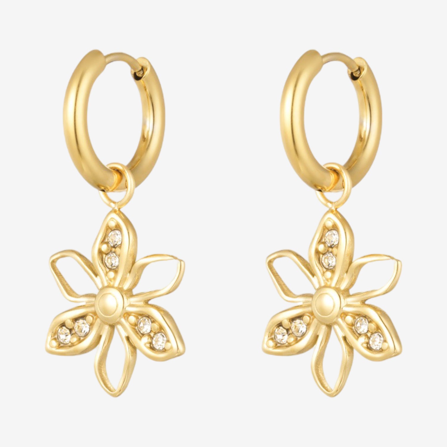 Orecchini con fiore e brillanti gold - [Emily_Morel]